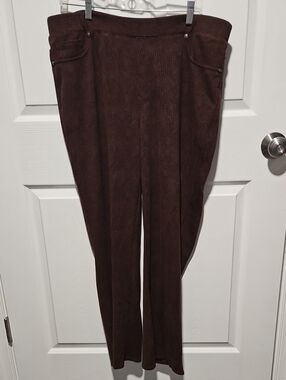 DG2 by Diane Gilman Dark Brown Pull-On Straight Leg Trousers